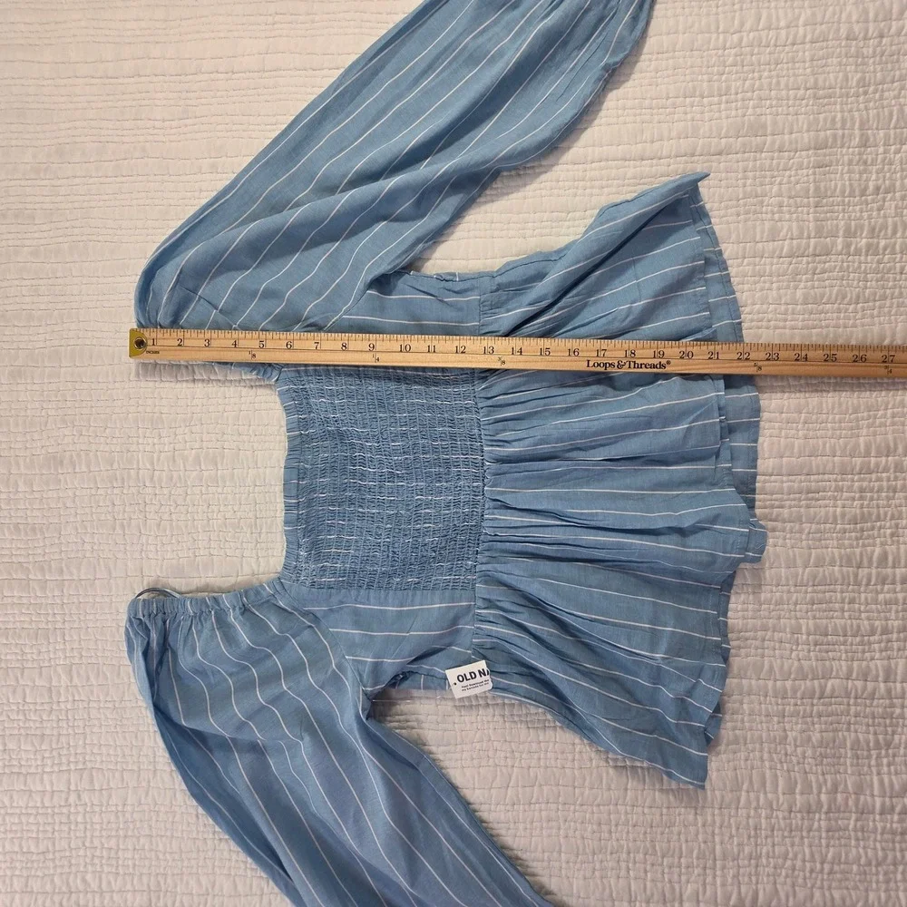 Old Navy Striped Sweetheart Peplum Top Blue White Women Medium New With Tags NWT